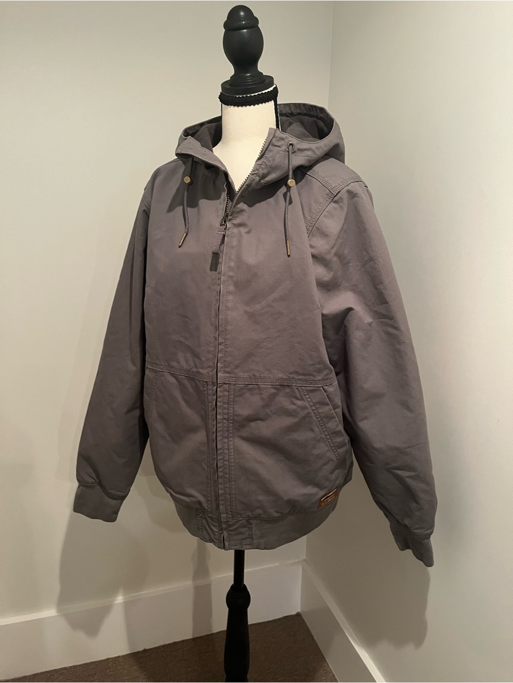 L.L. Bean Unisex Canvas Hooded insulated Zip Jacket - Slate Gray